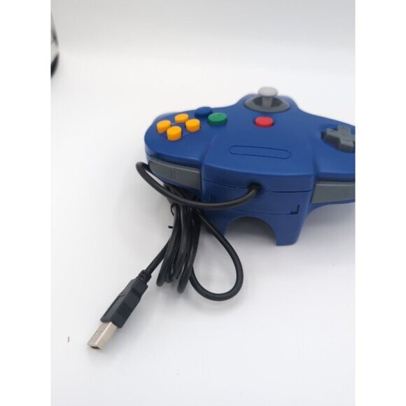 New Blue USB N64 Controller Wired Gamepad Joystick For Windows PC Laptop - Picture 2 of 2
